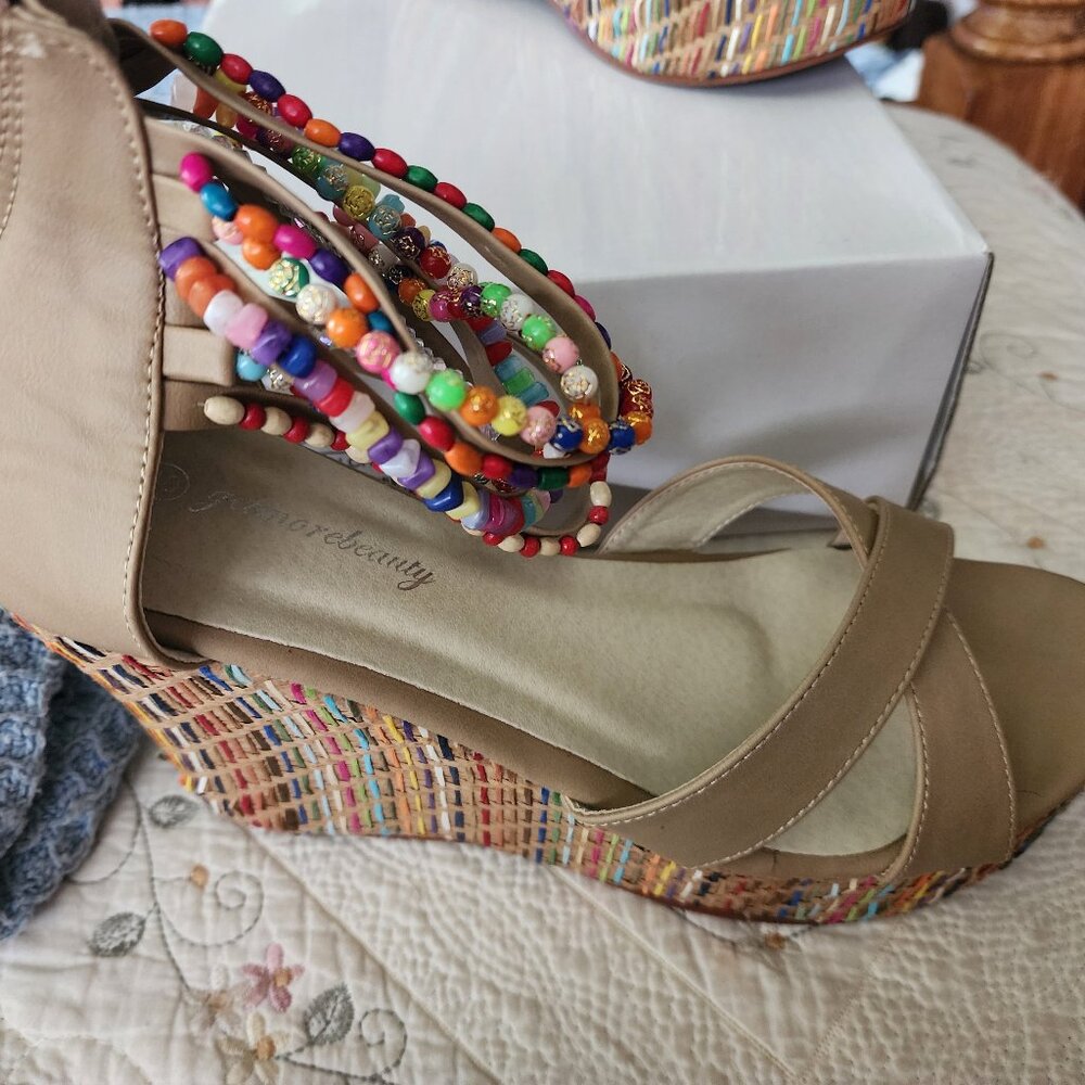 Bright color women's wedge sandles